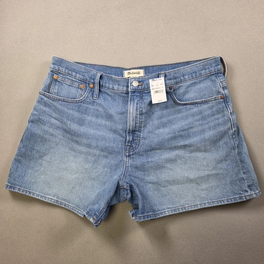 Madewell Perfect Mid-Length Jean Shorts Womens Size 33 Light Wash Denim NWT $75